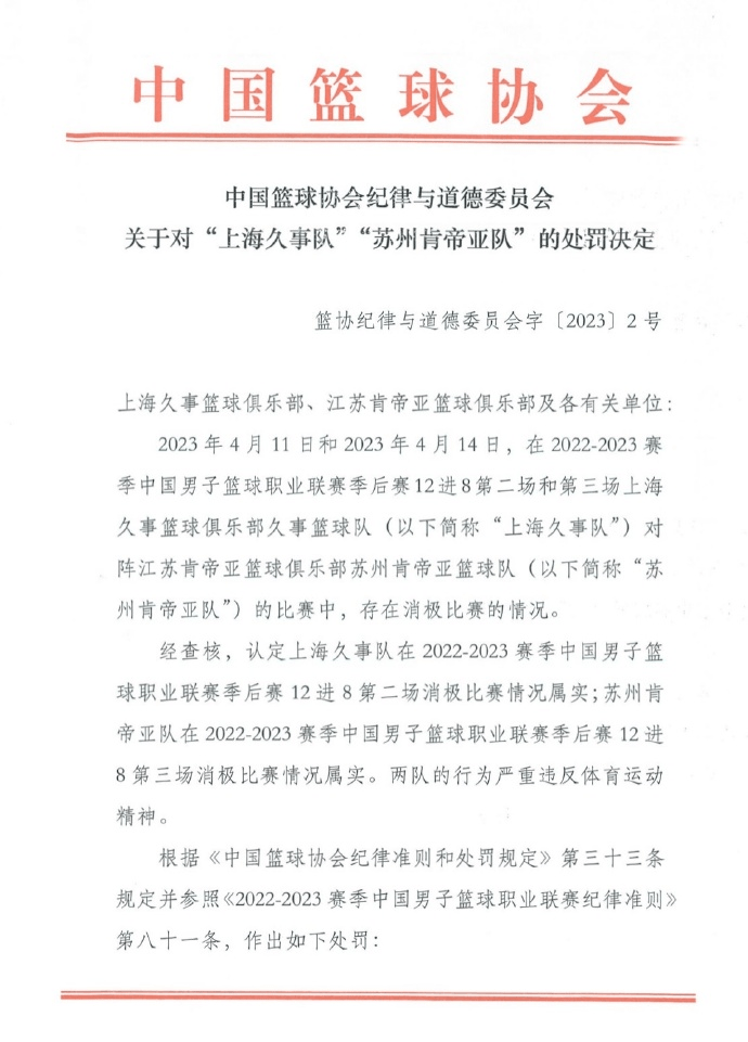 机车游戏手机苹果版:对于中国篮协的重罚，上海、江苏男篮作出回应